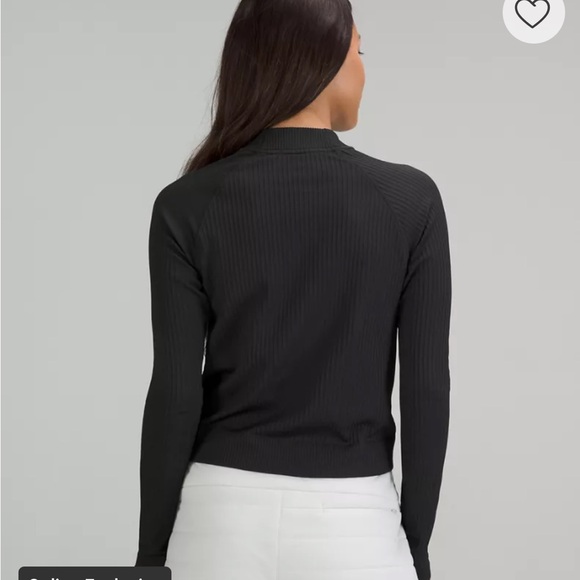 Lululemon Rest Less Cropped Half Zip Colour Rib Black Long Sleeve Pullover 6 - Picture 5 of 16